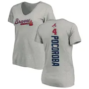 Biff Pocoroba Women's Atlanta Braves Backer Slim Fit T-Shirt - Ash