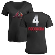 Biff Pocoroba Women's Atlanta Braves Midnight Mascot V-Neck T-Shirt - Black