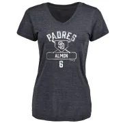 Bill Almon Women's San Diego Padres Base Runner Tri-Blend T-Shirt - Navy