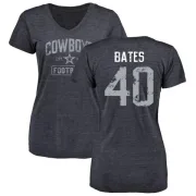 Bill Bates Women's Dallas Cowboys Distressed Name & Number Tri-Blend V-Neck T-Shirt - Navy