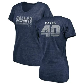 Bill Bates Women's Dallas Cowboys Retro Tri-Blend V-Neck T-Shirt - Navy