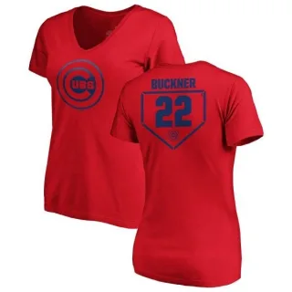 Bill Buckner Women's Chicago Cubs RBI Slim Fit V-Neck T-Shirt - Red