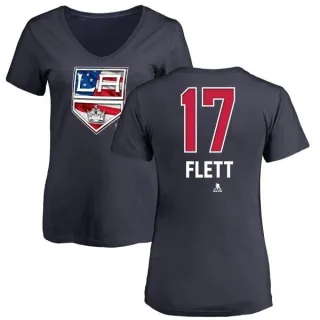 Bill Flett Women's Los Angeles Kings Name and Number Banner Wave V-Neck T-Shirt - Navy