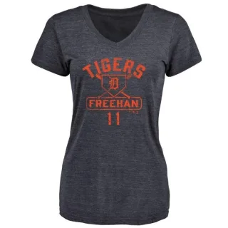 Bill Freehan Women's Detroit Tigers Base Runner Tri-Blend T-Shirt - Navy