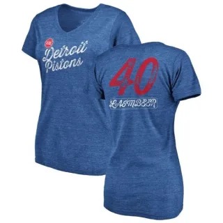 Bill Laimbeer Women's Detroit Pistons Royal Sideline Tri-Blend V-Neck T-Shirt