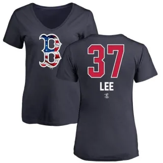 Bill Lee Women's Boston Red Sox Name and Number Banner Wave V-Neck T-Shirt - Navy