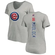 Bill Madlock Women's Chicago Cubs Backer Slim Fit T-Shirt - Ash