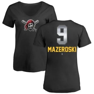 Bill Mazeroski Women's Pittsburgh Pirates Midnight Mascot V-Neck T-Shirt - Black