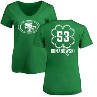 Bill Romanowski Women's San Francisco 49ers Green St. Patrick's Day Name & Number V-Neck T-Shirt