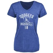 Bill Russell Women's Los Angeles Dodgers Base Runner Tri-Blend T-Shirt - Royal