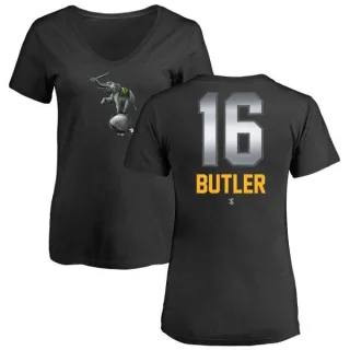 Billy Butler Women's Oakland Athletics Midnight Mascot V-Neck T-Shirt - Black