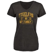 B.J. Finney Women's Pittsburgh Steelers Flanker Tri-Blend T-Shirt - Black