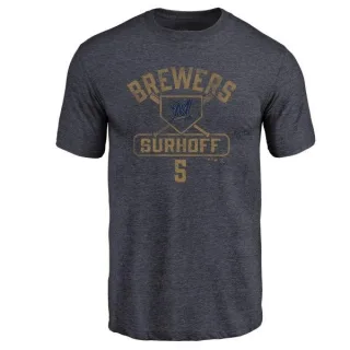 Bj Surhoff Milwaukee Brewers Base Runner Tri-Blend T-Shirt - Navy