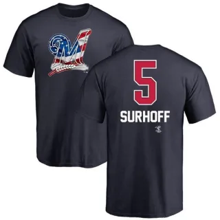 Bj Surhoff Milwaukee Brewers Name and Number Banner Wave T-Shirt - Navy