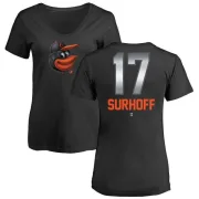 Bj Surhoff Women's Baltimore Orioles Midnight Mascot V-Neck T-Shirt - Black