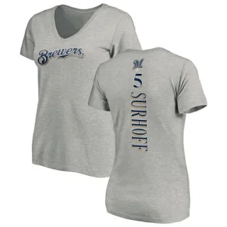 Bj Surhoff Women's Milwaukee Brewers Backer Slim Fit T-Shirt - Ash