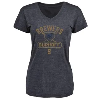 Bj Surhoff Women's Milwaukee Brewers Base Runner Tri-Blend T-Shirt - Navy