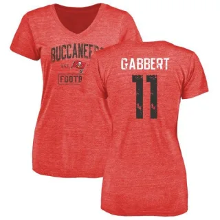 Blaine Gabbert Women's Tampa Bay Buccaneers Red Distressed Name & Number Tri-Blend V-Neck T-Shirt