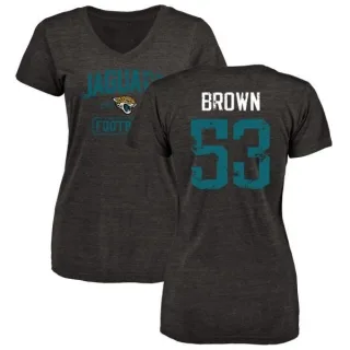 Blair Brown Women's Jacksonville Jaguars Black Distressed Name & Number Tri-Blend V-Neck T-Shirt