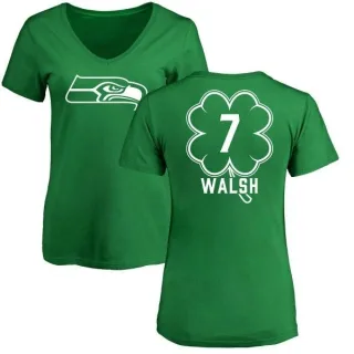 Blair Walsh Women's Seattle Seahawks Green St. Patrick's Day Name & Number V-Neck T-Shirt