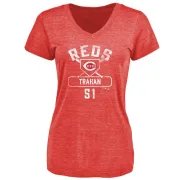 Blake Trahan Women's Cincinnati Reds Base Runner Tri-Blend T-Shirt - Red