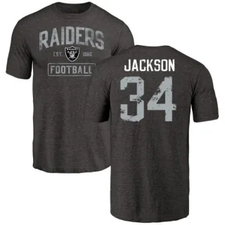 Bo Jackson Oakland Raiders Black Distressed Name & Number Tri-Blend T-Shirt