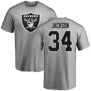 Bo Jackson Oakland Raiders Name & Number Logo T-Shirt - Ash