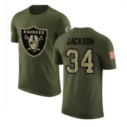 Bo Jackson Oakland Raiders Olive Salute to Service Legend T-Shirt