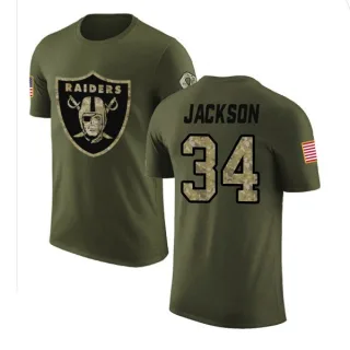 Bo Jackson Oakland Raiders Olive Salute to Service Legend T-Shirt