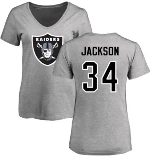 Bo Jackson Women's Oakland Raiders Name & Number Logo Slim Fit T-Shirt - Ash