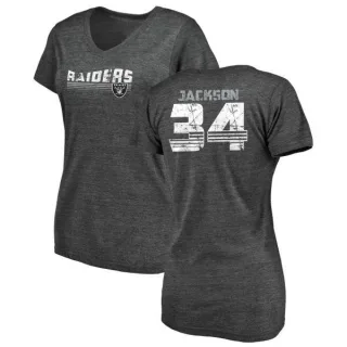 Bo Jackson Women's Oakland Raiders Retro Tri-Blend V-Neck T-Shirt - Black