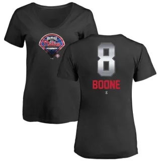 Bob Boone Women's Philadelphia Phillies Midnight Mascot V-Neck T-Shirt - Black