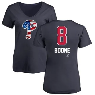 Bob Boone Women's Philadelphia Phillies Name and Number Banner Wave V-Neck T-Shirt - Navy