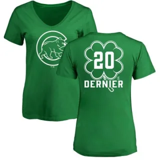 Bob Dernier Women's Chicago Cubs Dubliner Name & Number V-Neck T-Shirt - Kelly Green