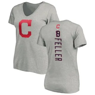 Bob Feller Women's Cleveland Indians Backer Slim Fit T-Shirt - Ash