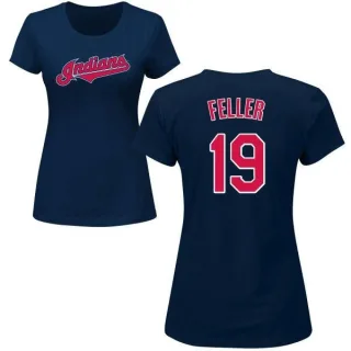 Bob Feller Women's Cleveland Indians Name & Number T-Shirt - Navy