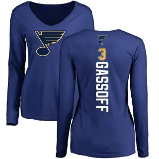 Bob Gassoff Women's St. Louis Blues Backer V-Neck Long-Sleeve T-Shirt - Royal