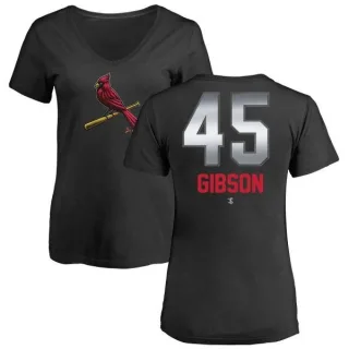 Bob Gibson Women's St. Louis Cardinals Midnight Mascot V-Neck T-Shirt - Black