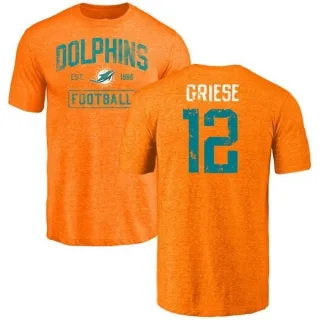 Bob Griese Miami Dolphins Orange Distressed Name & Number Tri-Blend T-Shirt