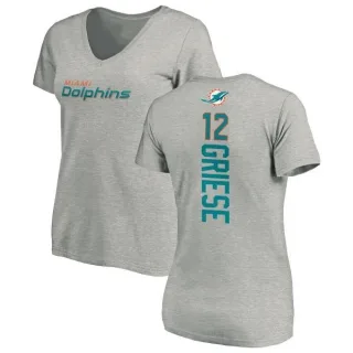 Bob Griese Women's Miami Dolphins Backer V-Neck T-Shirt - Ash