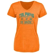 Bob Griese Women's Miami Dolphins Flanker Tri-Blend T-Shirt - Orange