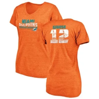 Bob Griese Women's Miami Dolphins Retro Tri-Blend V-Neck T-Shirt - Orange