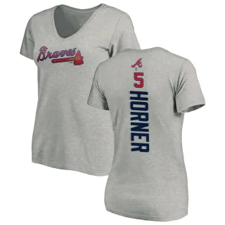 Bob Horner Women's Atlanta Braves Backer Slim Fit T-Shirt - Ash