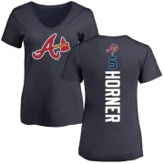 Bob Horner Women's Atlanta Braves Backer Slim Fit T-Shirt - Navy