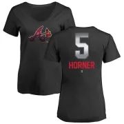 Bob Horner Women's Atlanta Braves Midnight Mascot V-Neck T-Shirt - Black