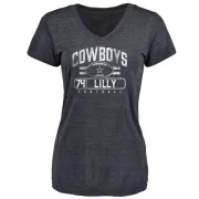 Bob Lilly Women's Dallas Cowboys Flanker Tri-Blend T-Shirt - Navy