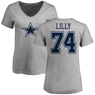 Bob Lilly Women's Dallas Cowboys Name & Number Logo T-Shirt - Ash