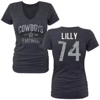 Bob Lilly Women's Dallas Cowboys Name & Number Tri-Blend T-Shirt - Navy