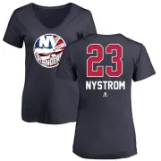 Bob Nystrom Women's New York Islanders Name and Number Banner Wave V-Neck T-Shirt - Navy