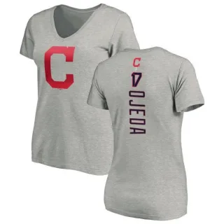 Bob Ojeda Women's Cleveland Indians Backer Slim Fit T-Shirt - Ash